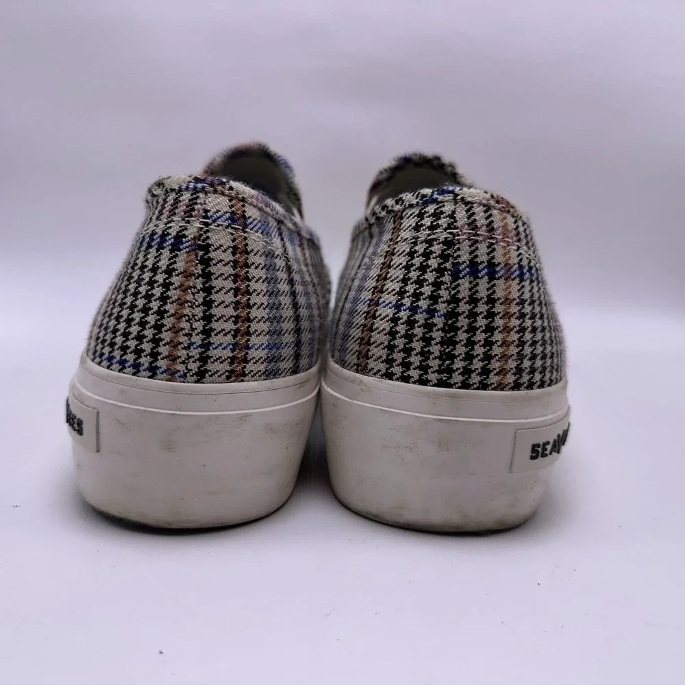 SeaVees Plaid Baja Canvas Slip-On Platform Women US 8.5 Flannel Slip On